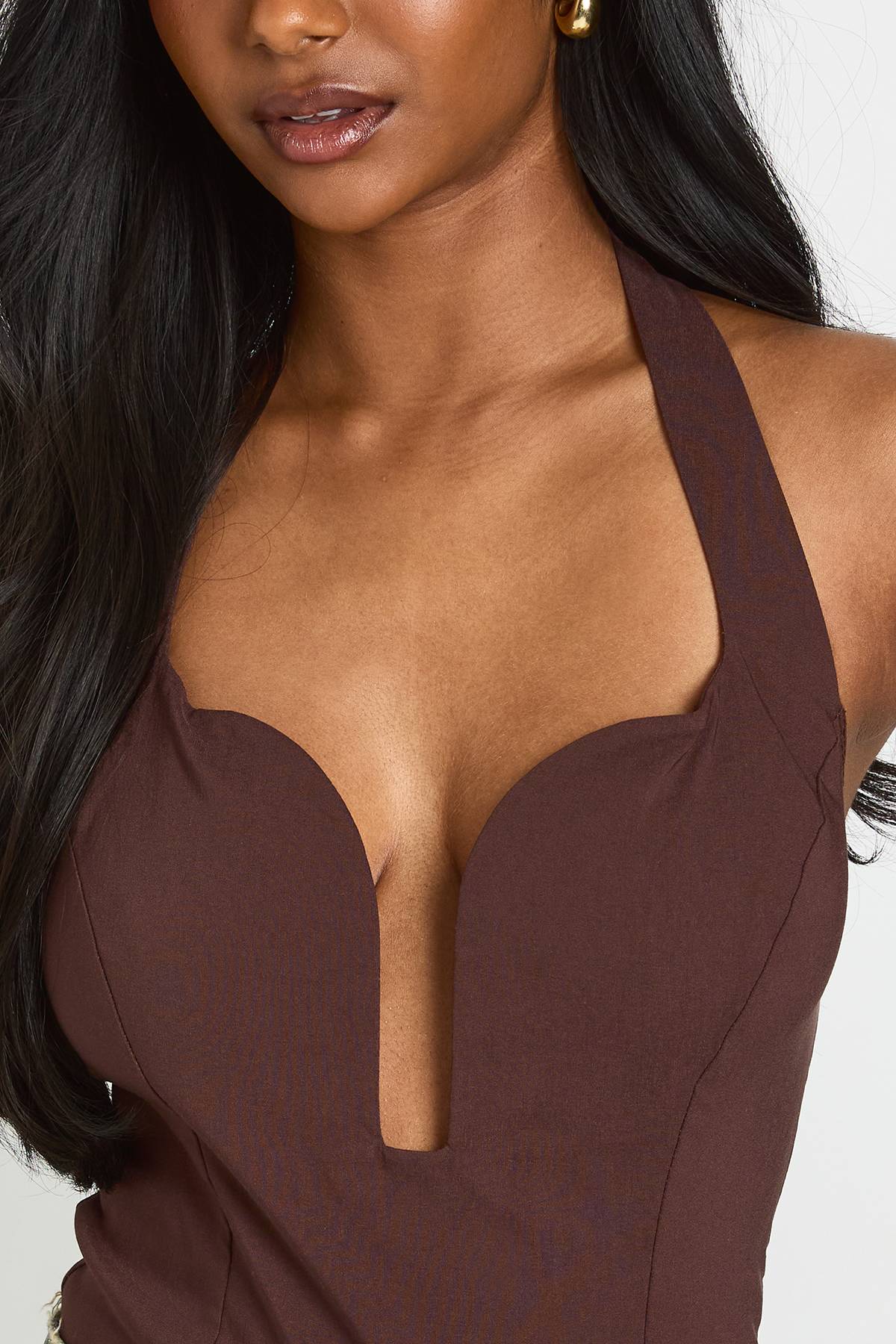 boohoo Top Corset Échancré En Bengaline Avec Col Halter