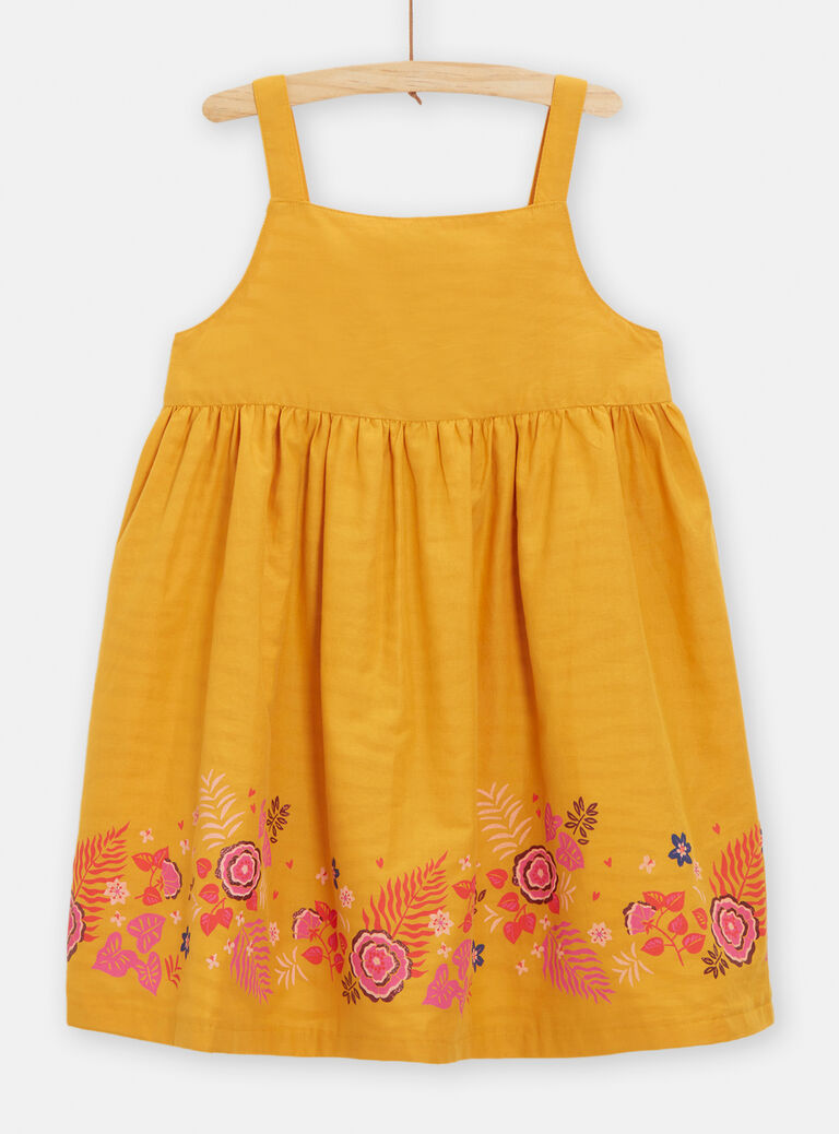 Robe réversible jaune et imprimé animalier pour fille