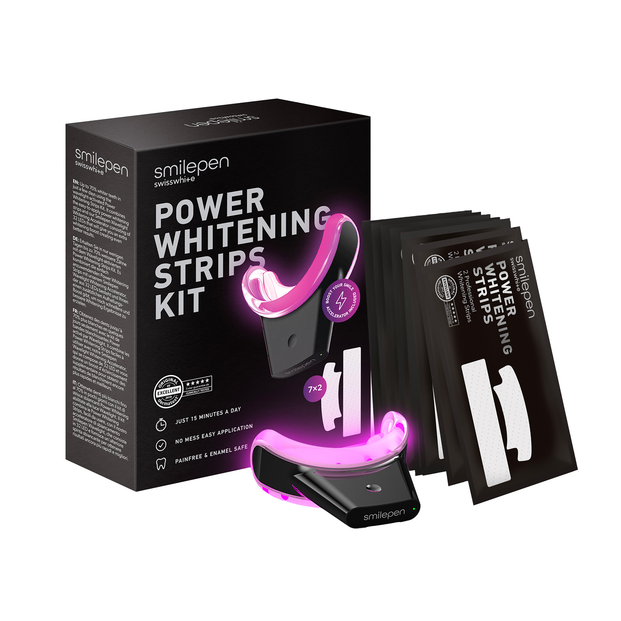 SmilePen Power Whitening Strips Kit 7x2 Strips 1x Whitening Accelerator 1 Stk