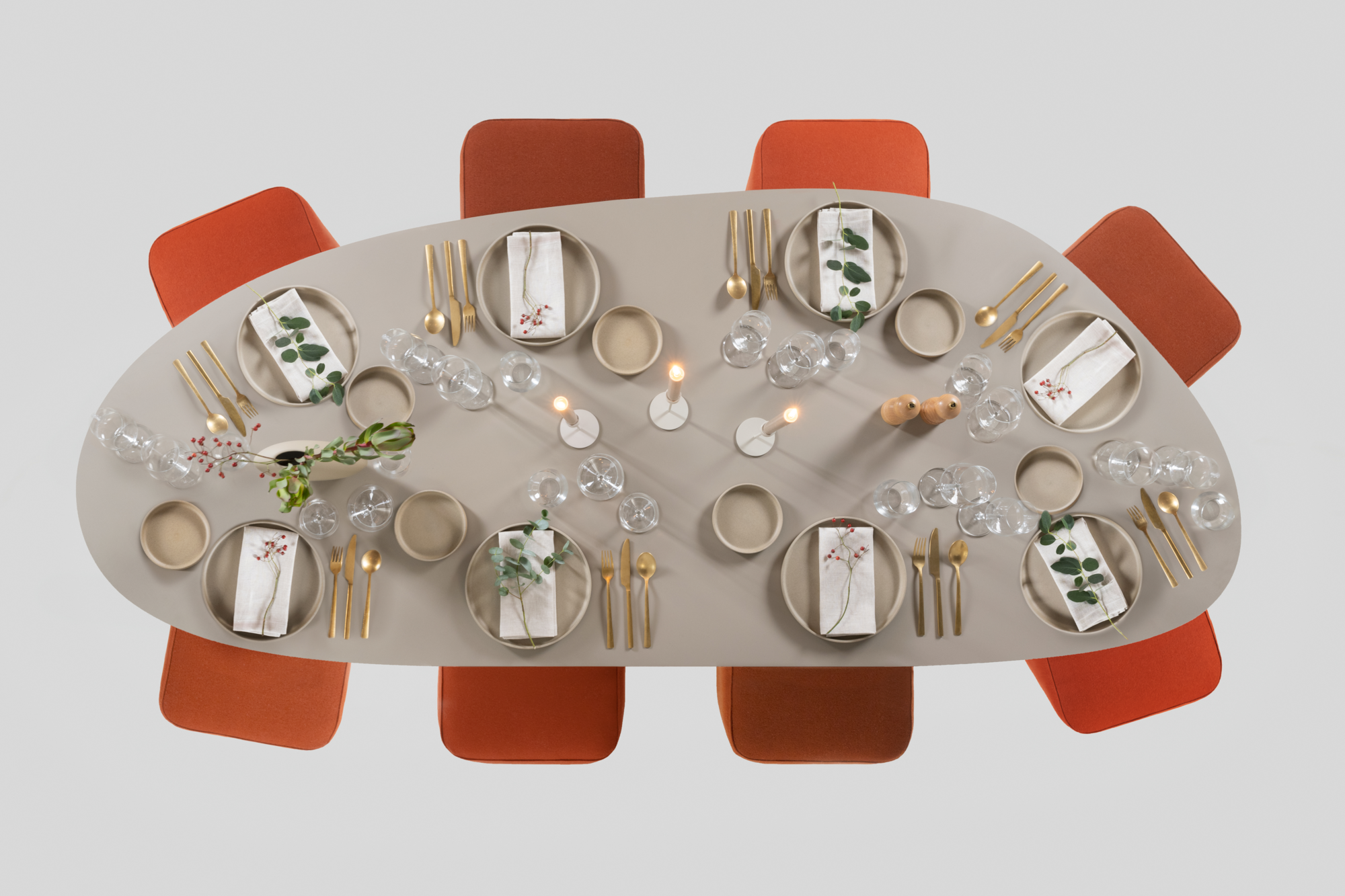 Studio HENK tafel Butterfly Blob - wit frame, HPL Fenix bianco kos 300 x 100 | HPL Fenix Bianco Kos | Verjongde Rand | Frame Wit