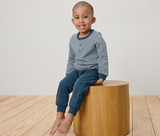 Kinder-Interlock-Pyjama, blau