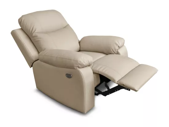 Fauteuil de relaxation manuel Bona en tissu imitation cuir - Beige - L97 x 90 x 100cm - Loungitude