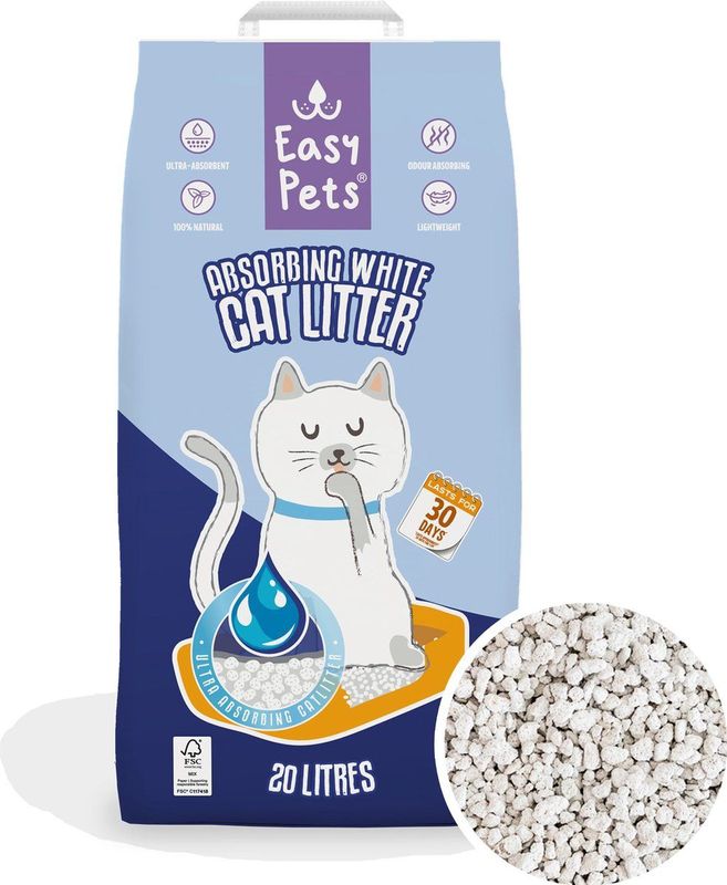 EasyPets Kattenbakvulling 20L - Absorberend Wit - Extra Geurcontrole - Hygiëne