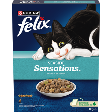 Felix Seaside Sensations met Zalm en met Groenten, Droog Kattenvoer 1 KG