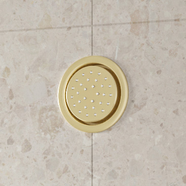 Saniclear Brass inbouw massage jet rond geborsteld messing - mat goud