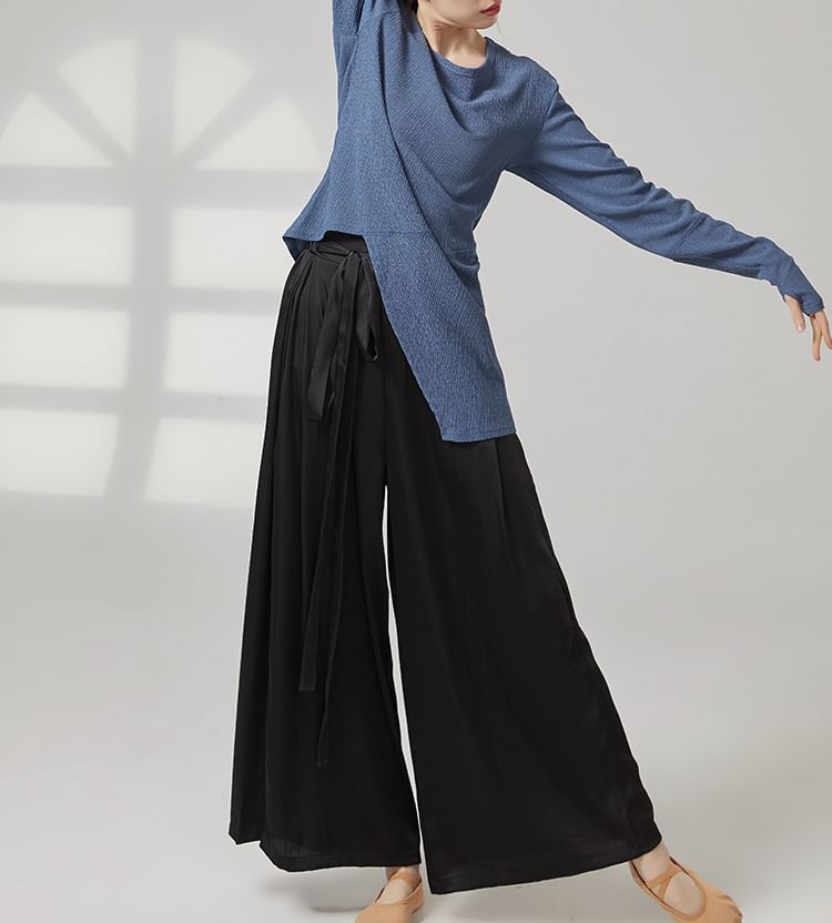 Cossita - Hoge taille, effen cropped, wijde dansbroek