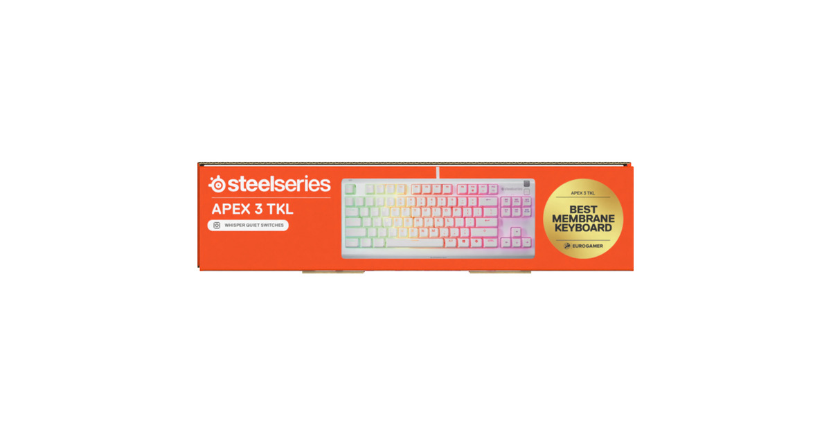 SteelSeriesApex 3 TKL, gaming toetsenbord  (Wit, US lay-out, SteelSeries Whisper-Quiet, RGB leds, TKL)