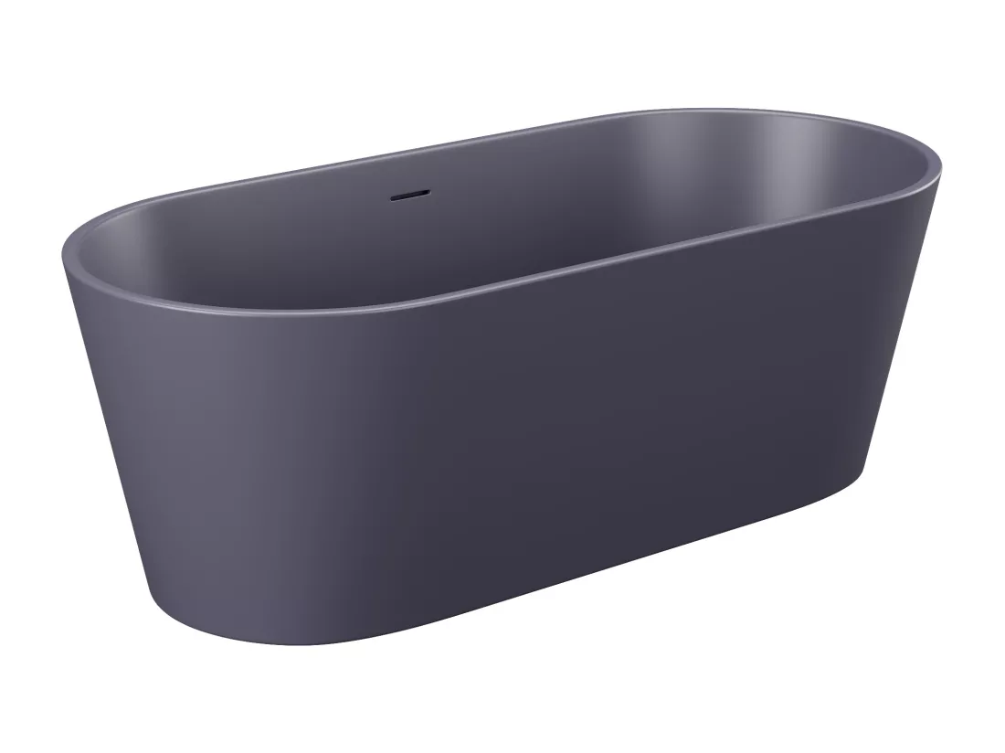Baignoire îlot ovale - 255L - 159 x 74 x 56 cm - Bleu mat - Acrylique - LUZECA