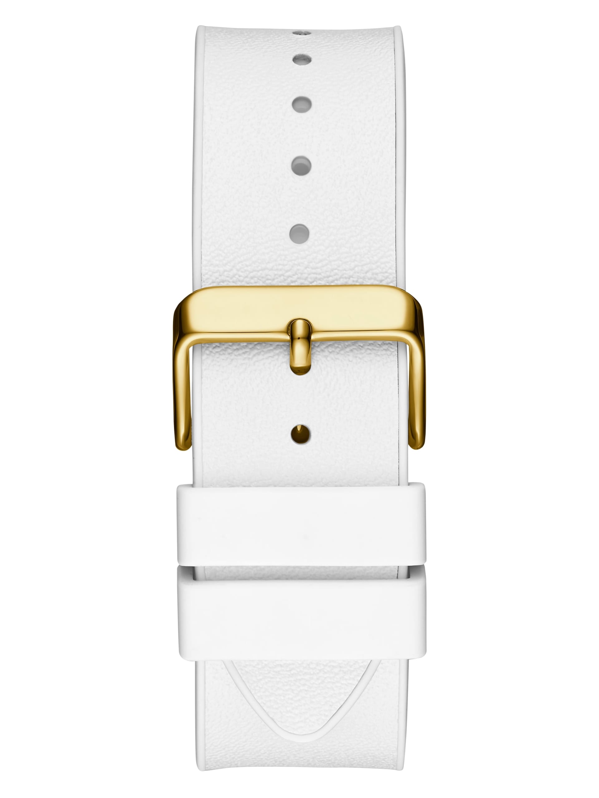 Relógio multifuncional retangular dourado e branco