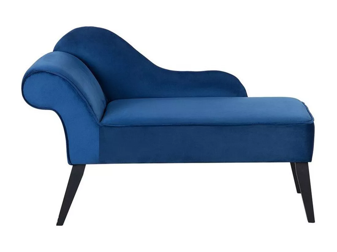 Mini chaise longue en velours bleu côté droite BIARRITZ
