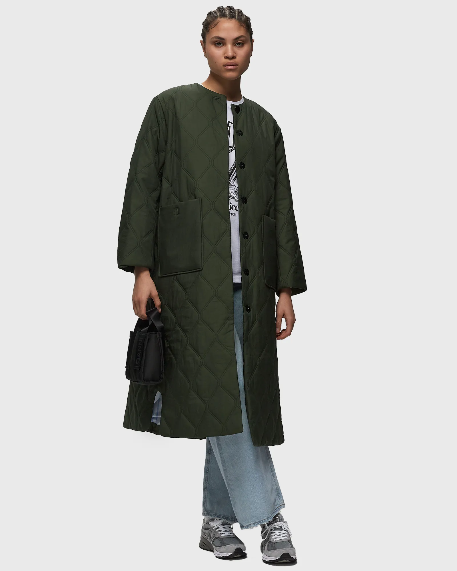 Ganni Quilt Long Coat