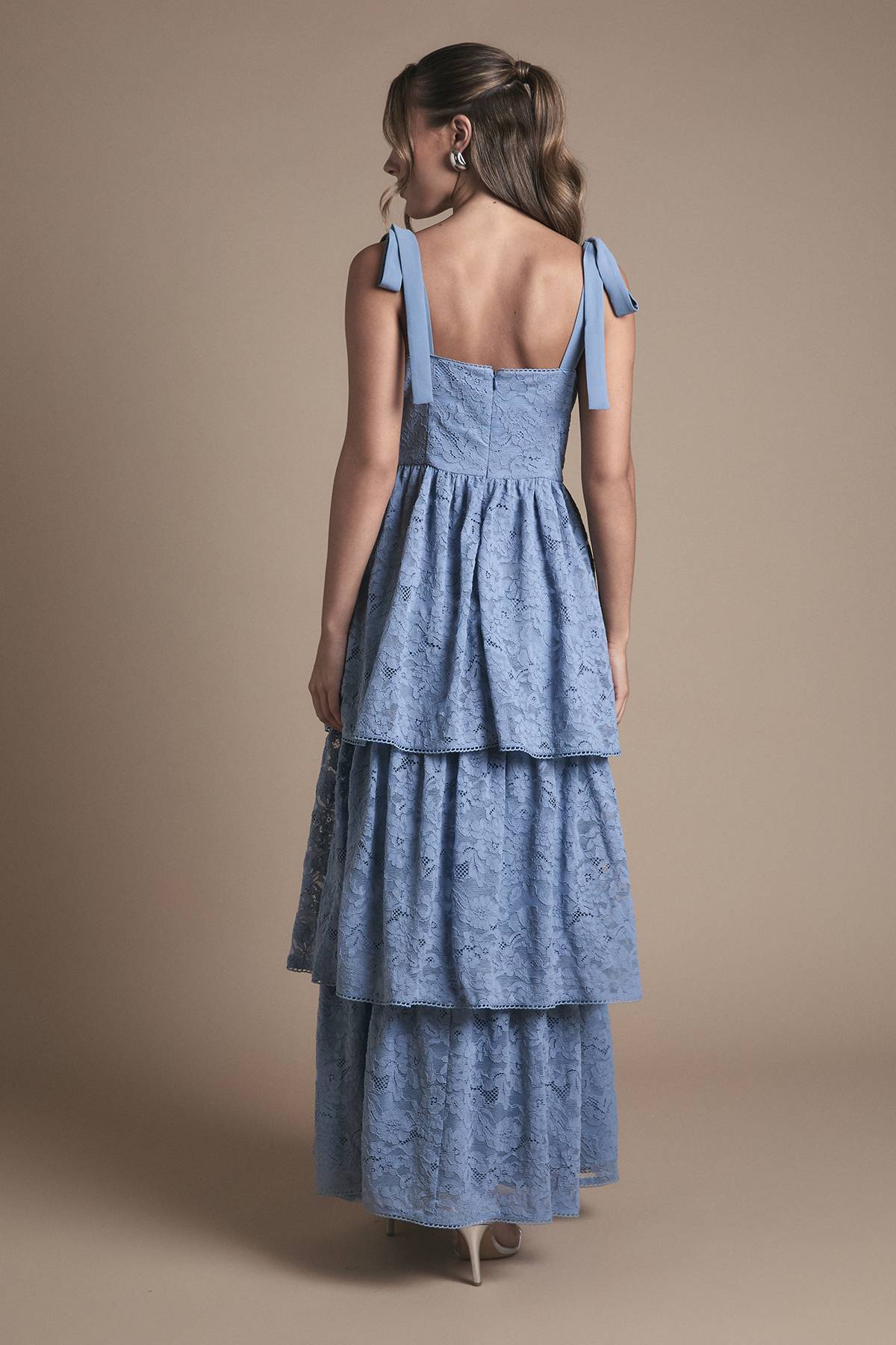 Oasis Robe Longue de Demoiselle d'Honneur Oasis à Dentelle et Volants