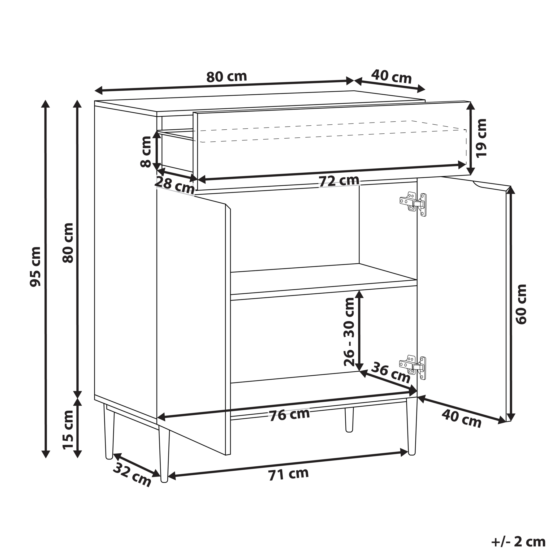 Beliani - BLYTHE - Sideboard 2-deurs - Zwart|Bruin - MDF