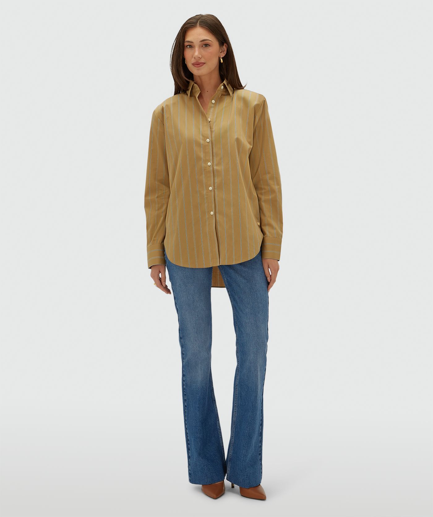 JV-KOLLY oversized blouse met strepen - camel stripe
