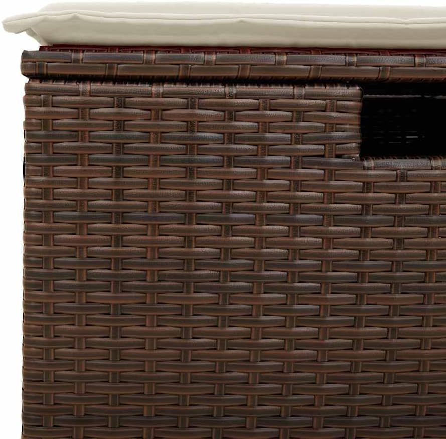 2-TLG. Garten-Sofagarnitur mit Kissen Braun Poly Rattan Akazie Gartenmöbel Set, Outdoor Balkonset Terrassenmöbel, Gartenlounge Sitzgruppe für Terrasse, Balkon, Garten -D
