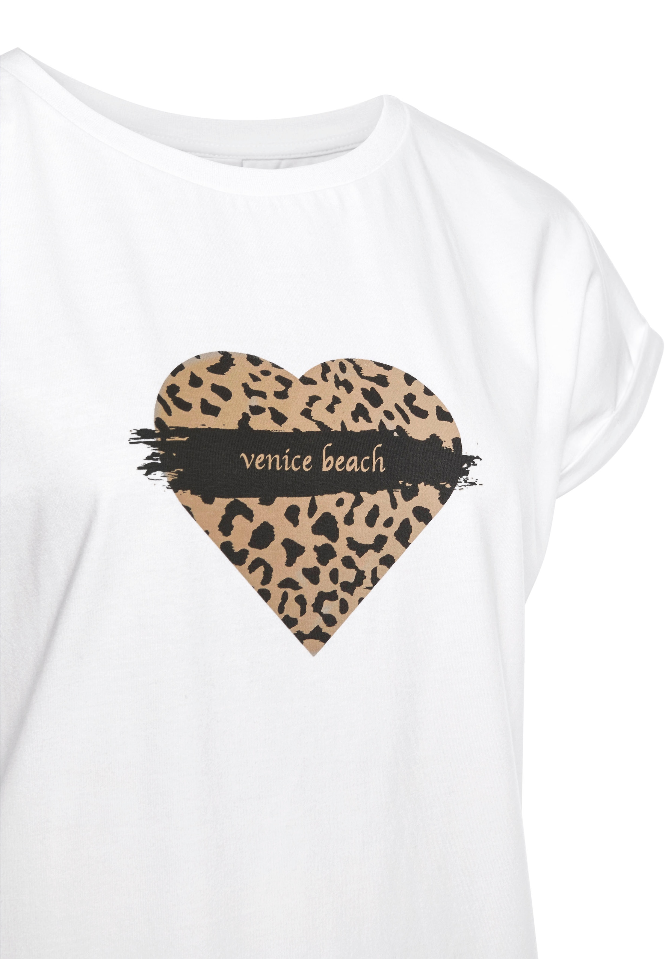 Venice Beach Kurzarmshirt , mit Frontprint, T-Shirt aus Baumwolle, lockere Passform
