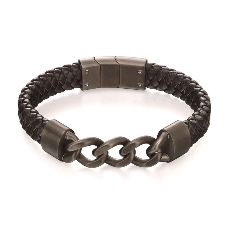 Bracelet acier inoxydable en cuir