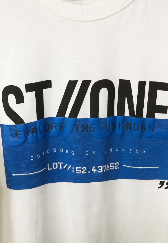 T-Shirt mit 3D Frontprint - wool white