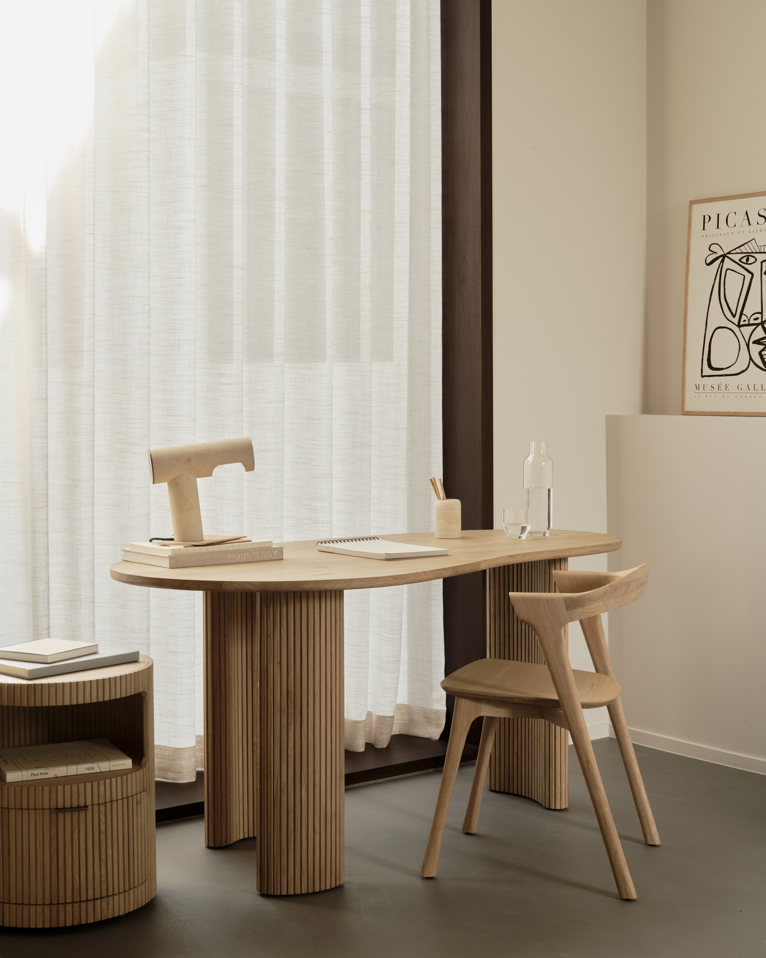 Boomerang bureau ladekast eiken