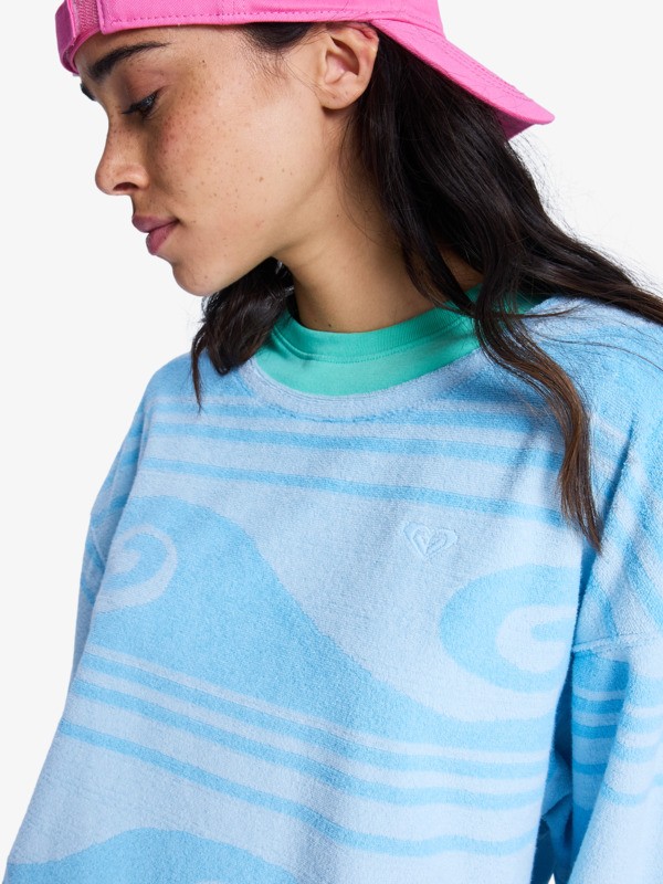 Make It Sunny Sweat oversize en éponge Bleu Femme