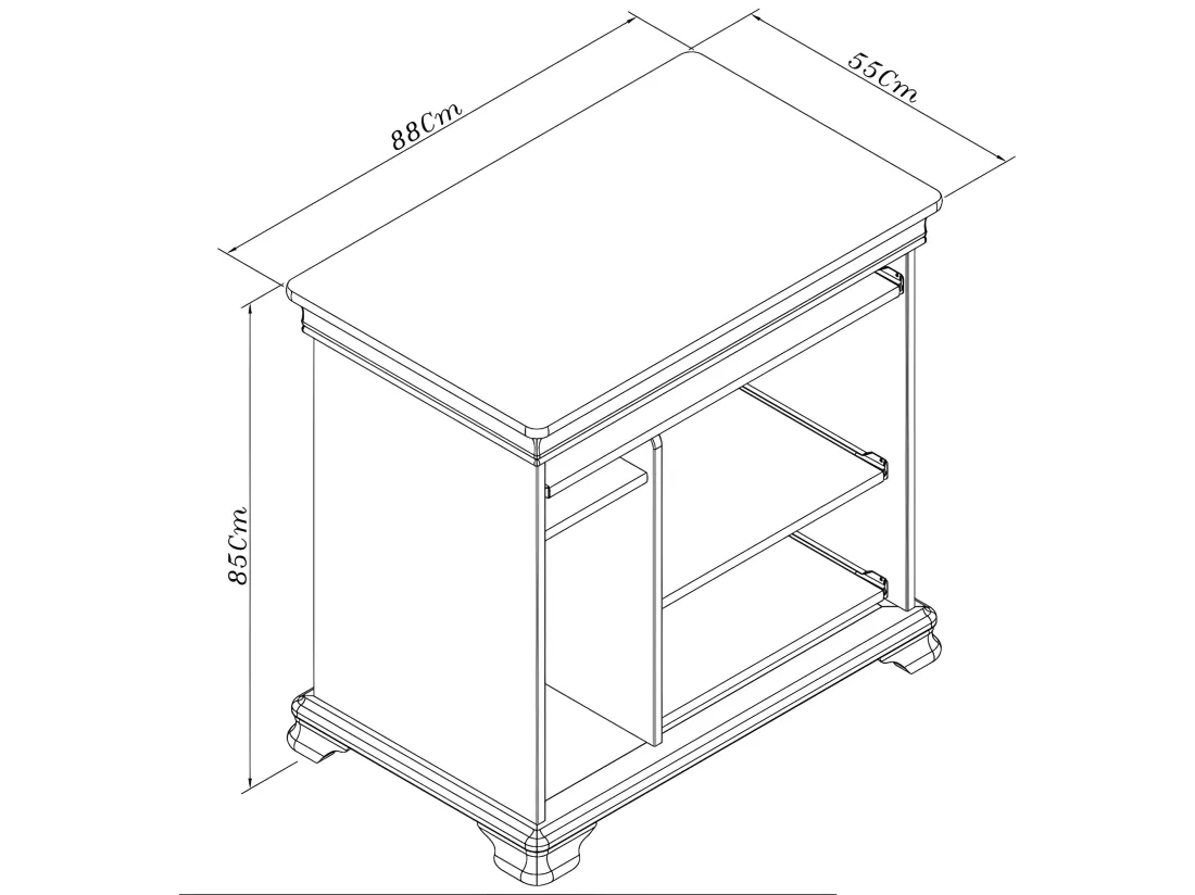 Desserte Informatique Pin Miel 5 Niches L 88 H 85.5 P 55 cm