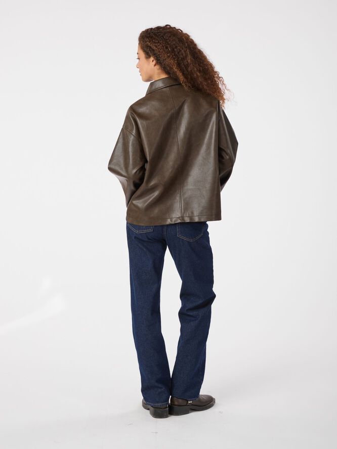 Neo Noir Titan Faux Leather Jacket Dark brown