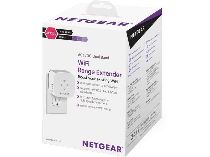 Netgear WLAN-Mesh-Repeater EX6110 Dual-Band WiFi Range Extender, 1,2 Gbps, Wandstecker, interne Antenne
