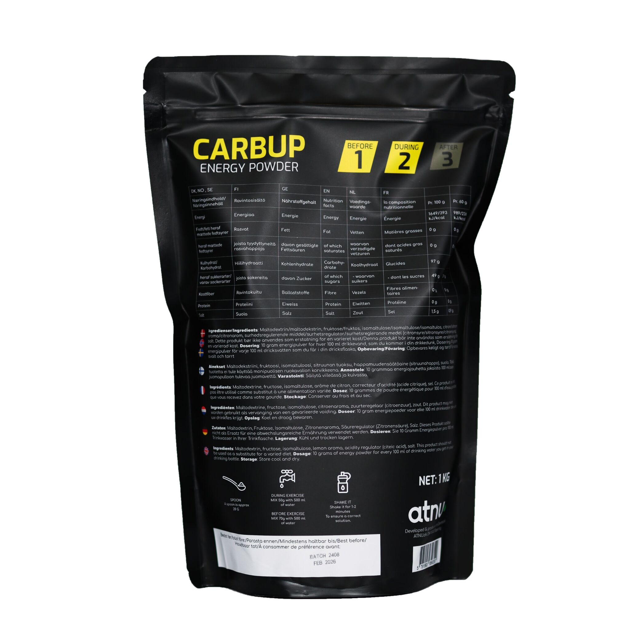 ATNU Carbup Energy Powder Lemon - 1000 g