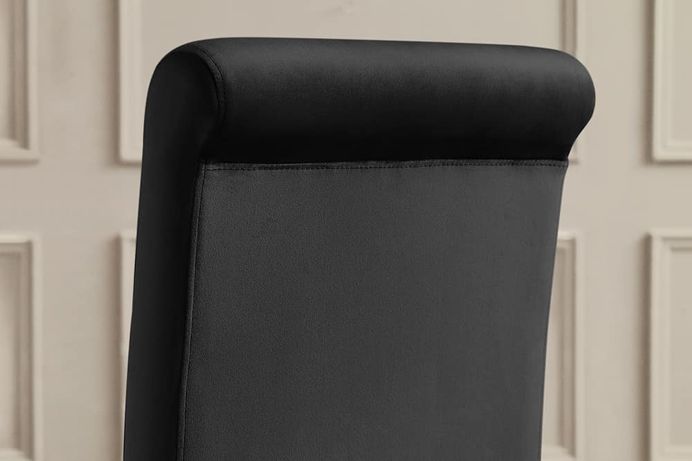 Stuhl MODERN BAROCK DELUXE schwarz Samt mit goldenen Edelstahlbeinen