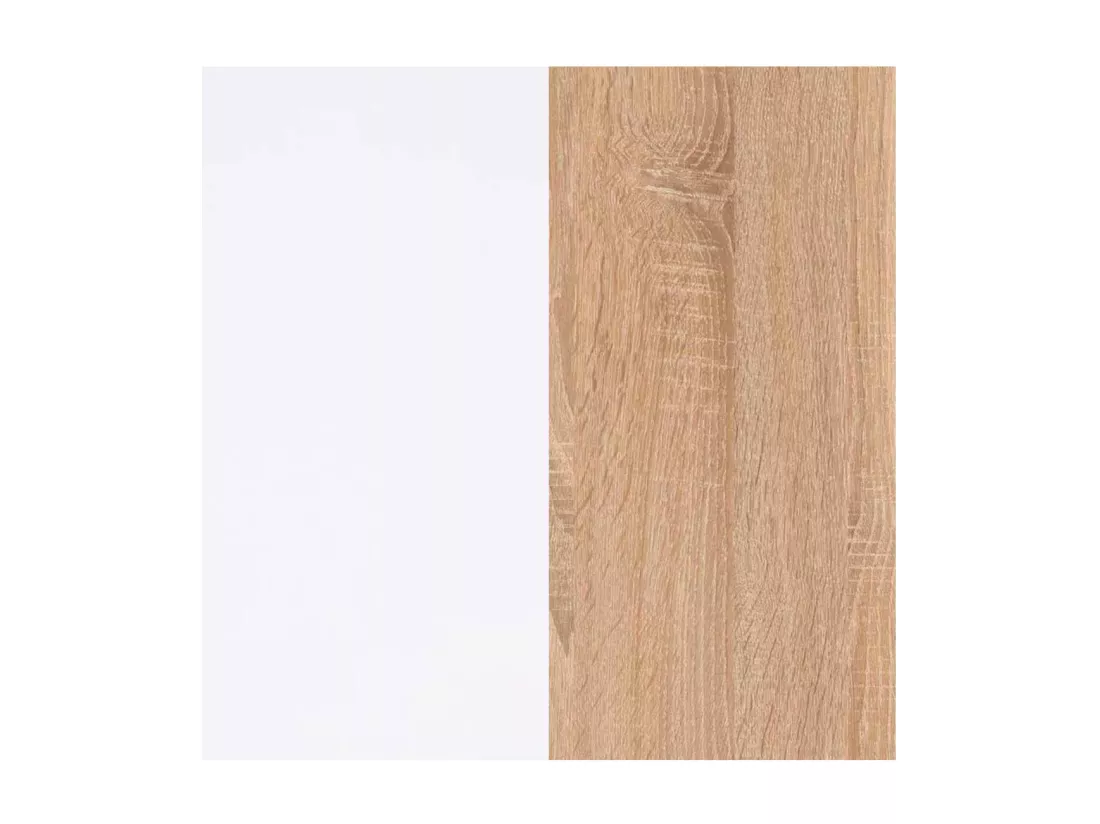Armoire avec 2 portes et 2 tiroirs, Finition blanc et bois, 81 cm (L) x 180 cm (H) x 52 cm (P)