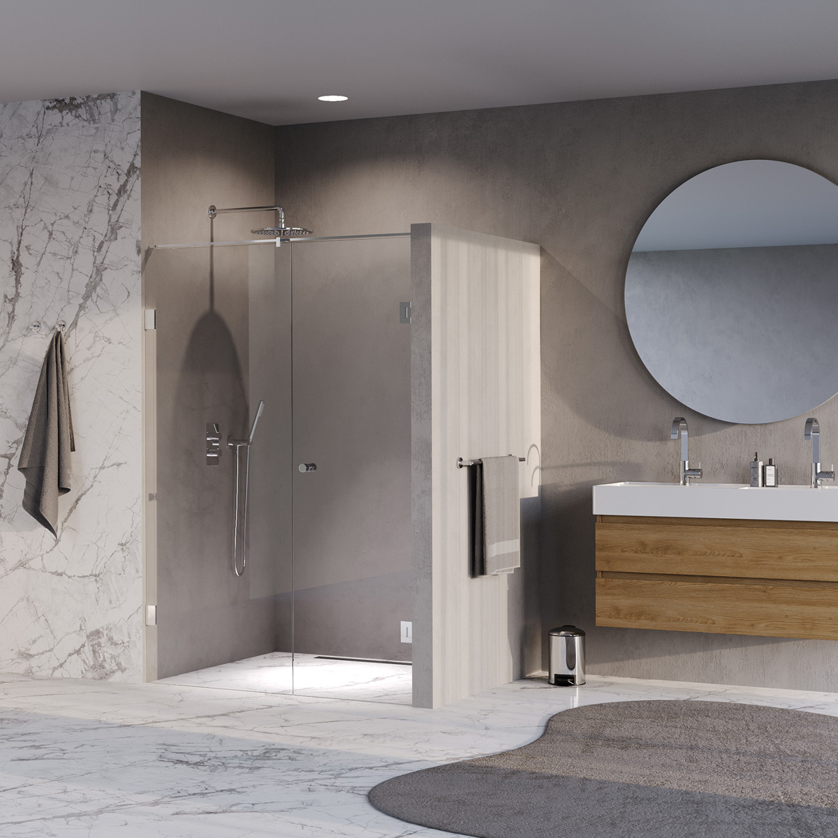 Brauer Void Carving profielloze nisdeur 140cm met draaideur 70cm aan muur chroom