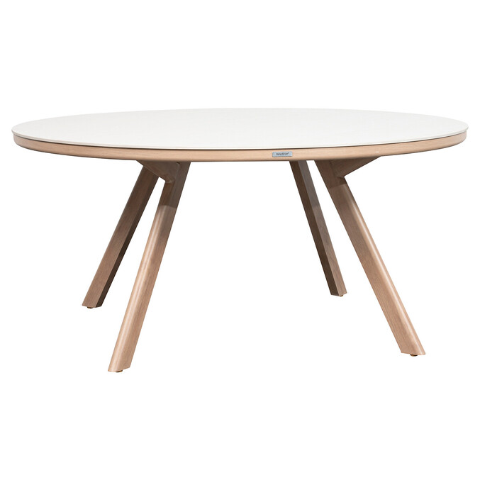 Ensemble table de jardin fixe ronde NELORA + 8 fauteuils NELORA Ficelle & Miel