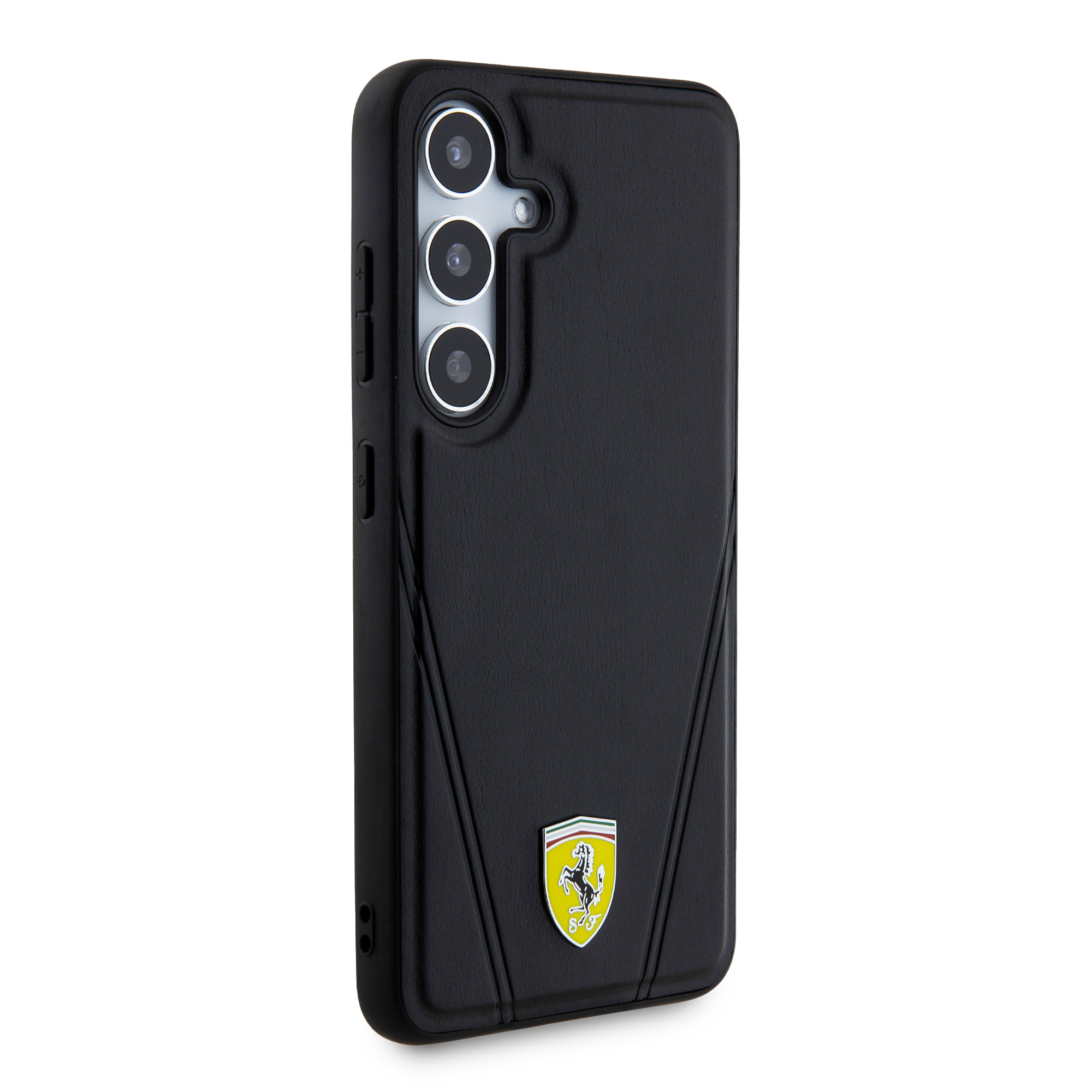 Samsung Galaxy S24 Leder Hardcase Hülle Hot Stamp V Lines MagSafe-Modul (FEHMS24SP3BAK) - Schwarz