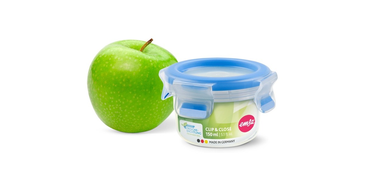 EmsaClip & Close vershoudbakje 0,15 L doos  (Transparant/blauw, rond, Ø 9,2cm)