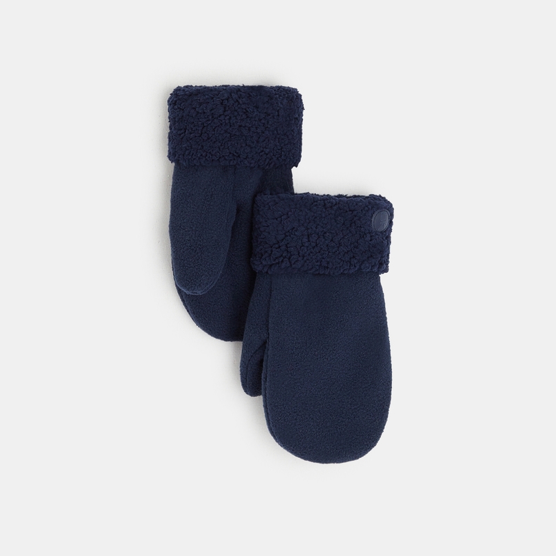 Moufles en polaire et sherpa bleues garçon