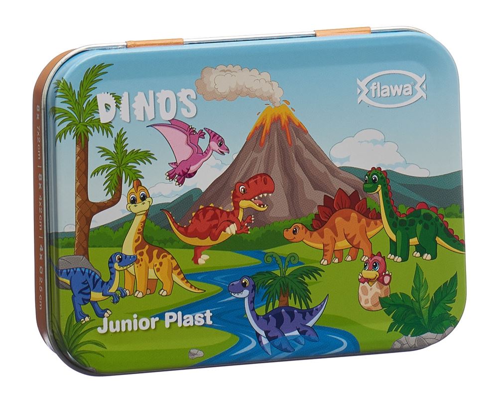 FLAWA Junior Plast Strips Dinos Tin Box Box 20 Stk