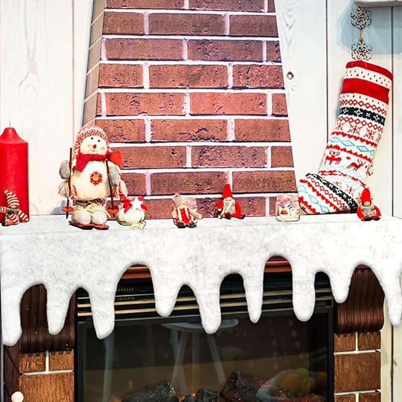 (120x35cm) Baumwolle Kunstschnee Kaminschal Weihnachts Home Deko Winter Watte Fenster Schneedecke - Weiss