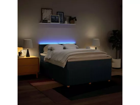 Sommier à lattes de lit avec matelas Bleu 160x200 cm Tissu