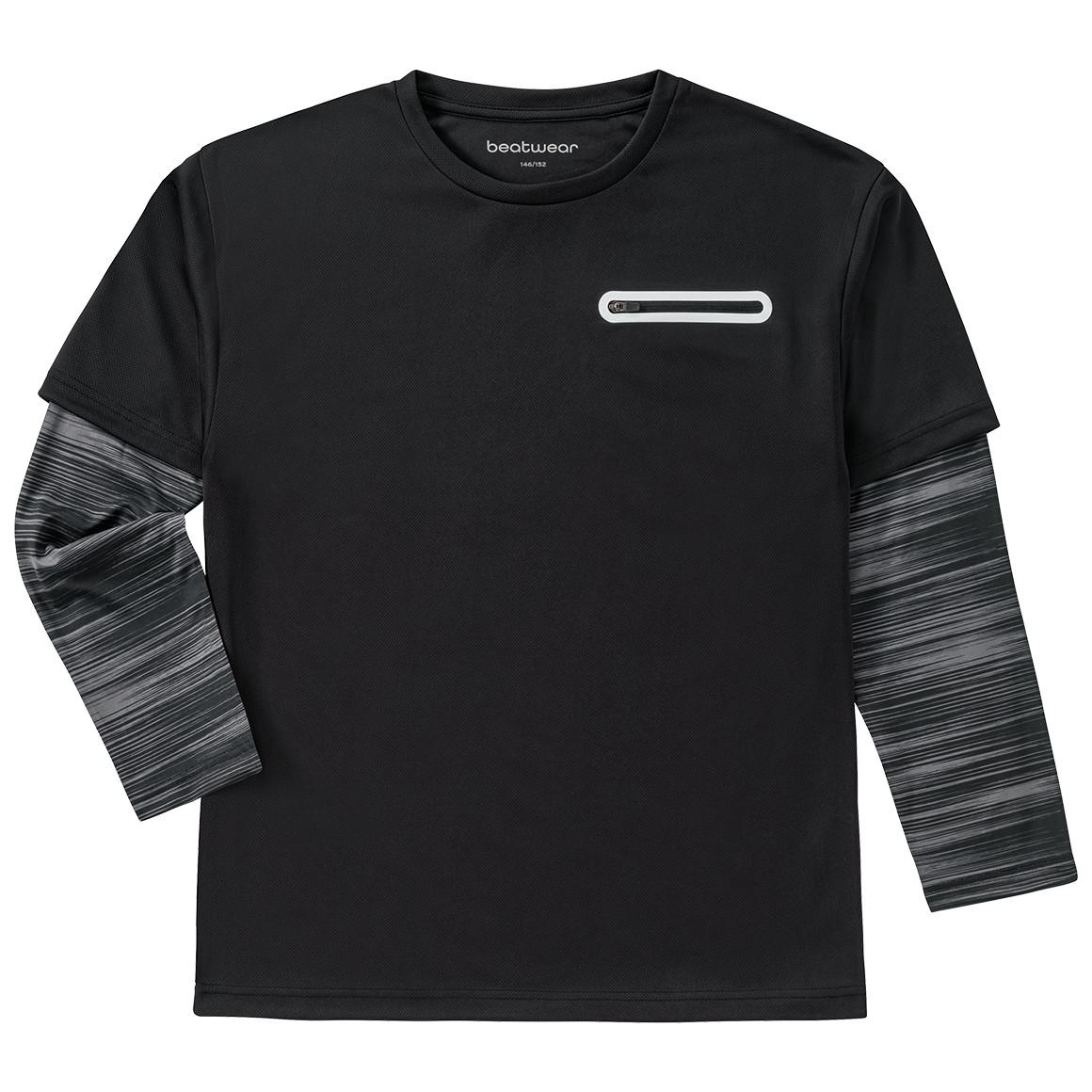 Beatwear Jungen Sport-Shirt im Layer-Look schwarz