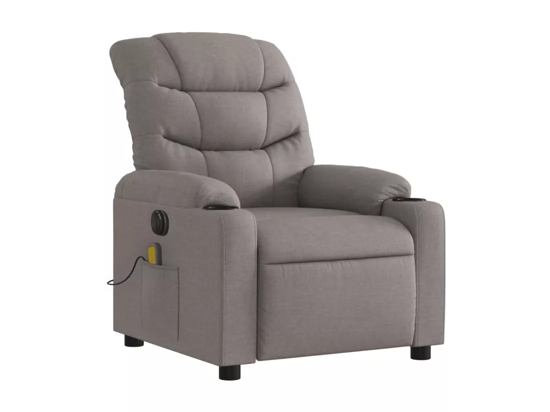 Fauteuil massant inclinable électrique Taupe Tissu