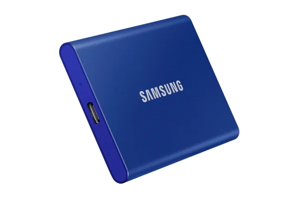 Samsung T7 MU-PC2T0H - SSD - krypteret - 2 TB - ekstern (bærbar) - USB 3.2 Gen 2 (USB-C stikforbindelse) - 256-bit AES - indigoblå