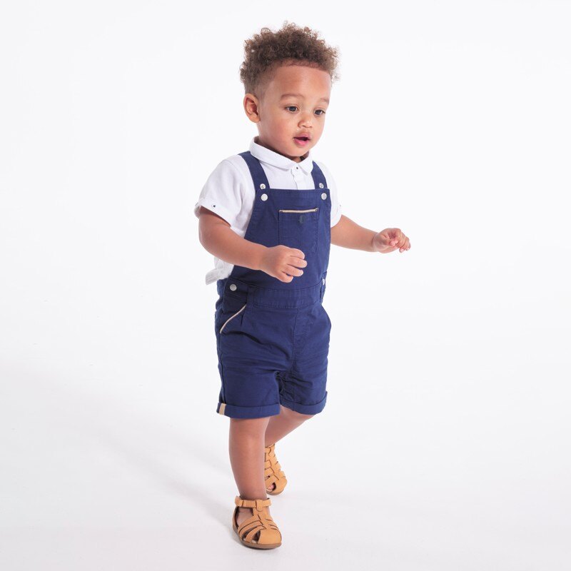 Ensemble salopette courte et polo bleue bébé garçon Bleu