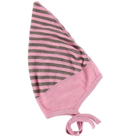 Joha Mütze - Wolle/Bambus - Pink/Braun Gestreift