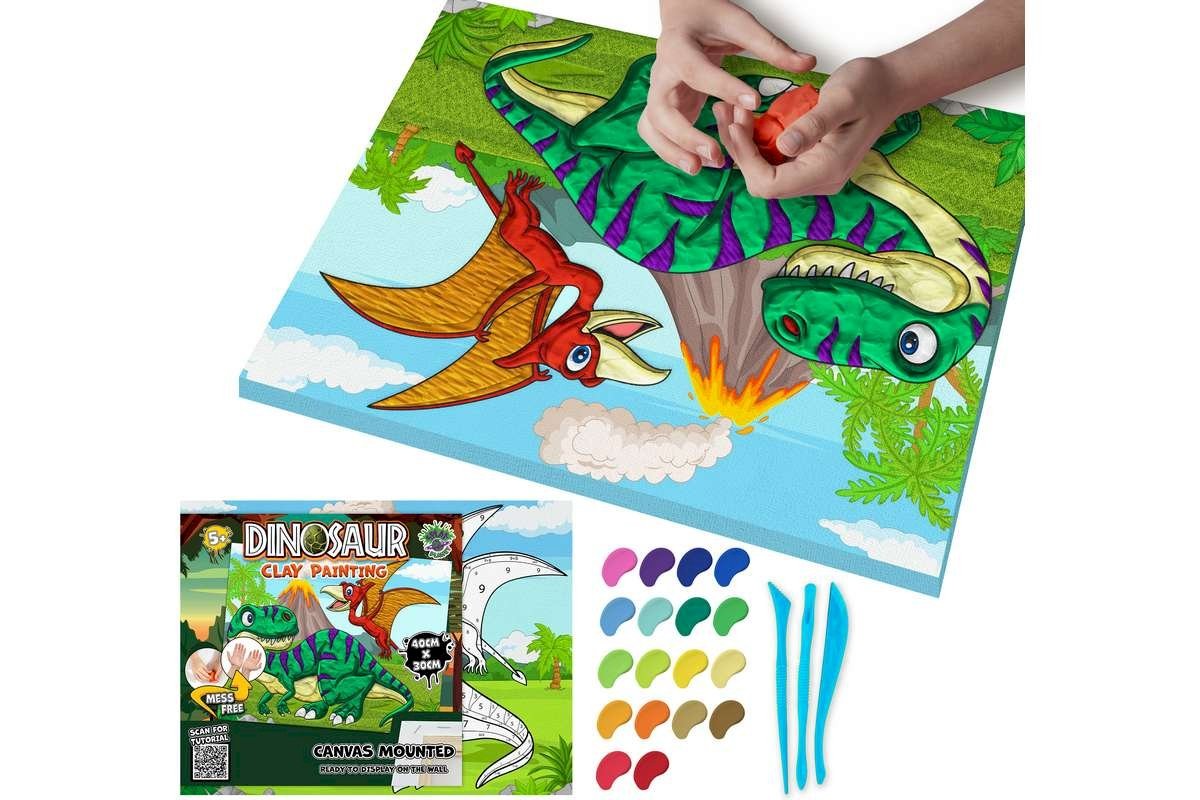 SPLAT PLANET - Clay painting on canvas 30x40cm - Dinosaurs (777689)
