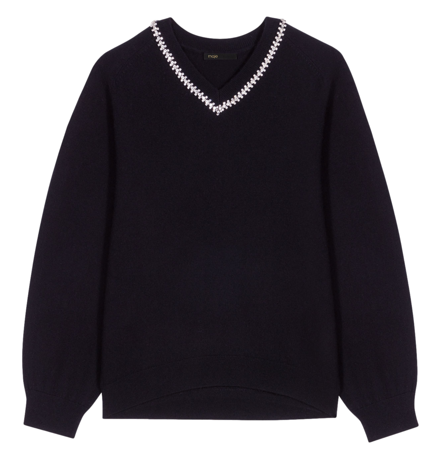Pull col V en laine mélangée | Noir