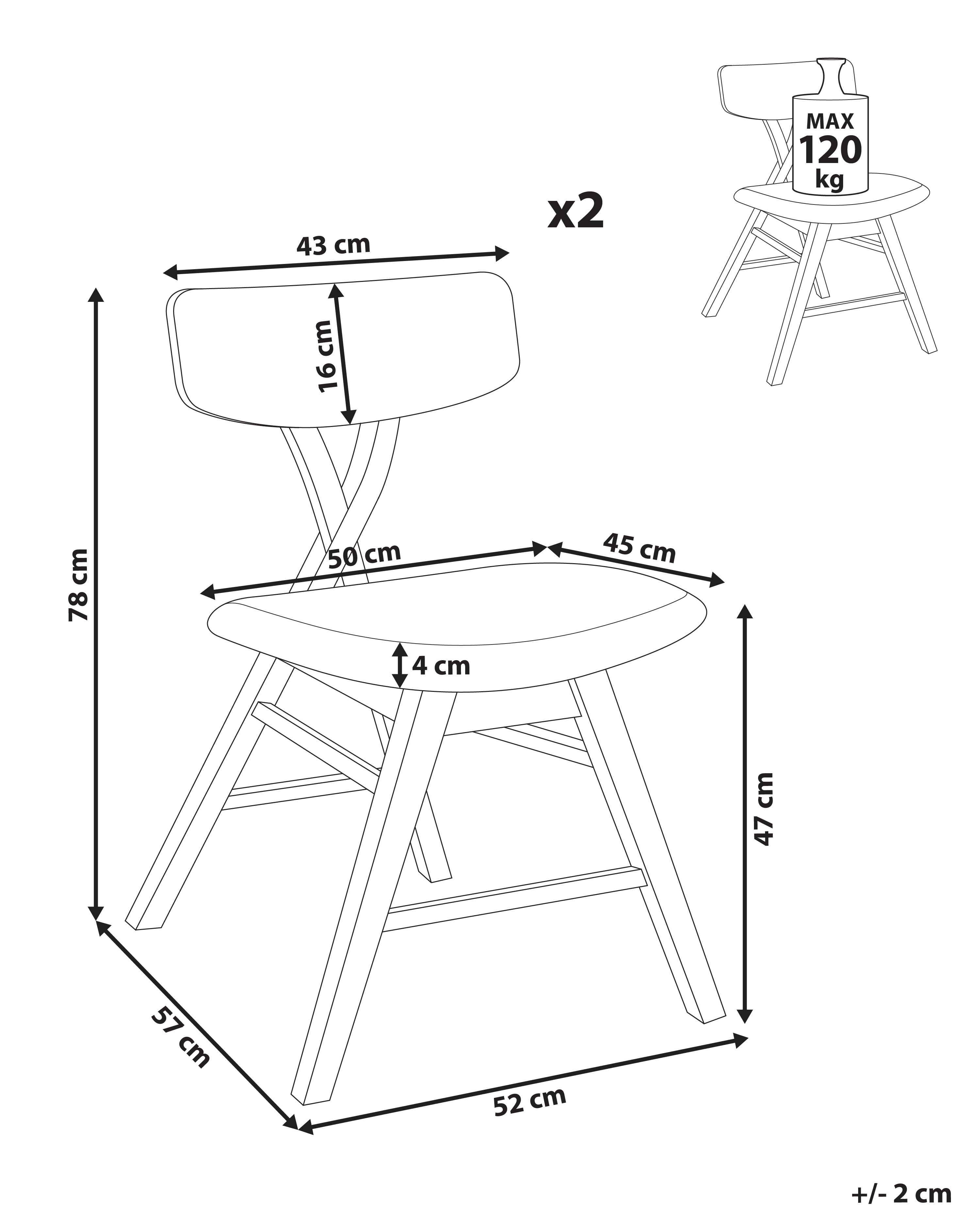 Set van 2 eetkamerstoelen LELAND Hout Lichtbruin