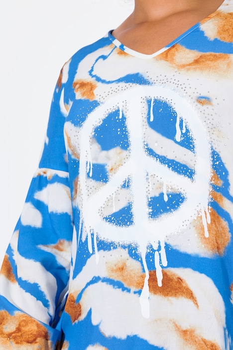 Tunika, A-Linie, Batik-Muster, Peace-Zeichen