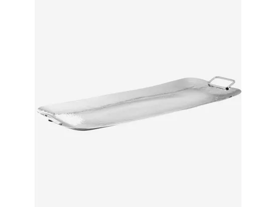HABITAT - Plateau rectangulaire en inox - 60 x 28 cm - Argent - Hammered