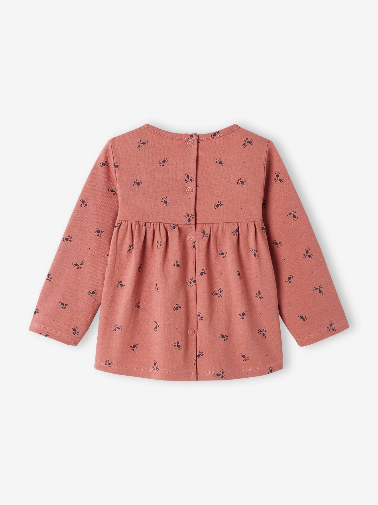 Camiseta estampada para bebê menina na cor rosa antigo