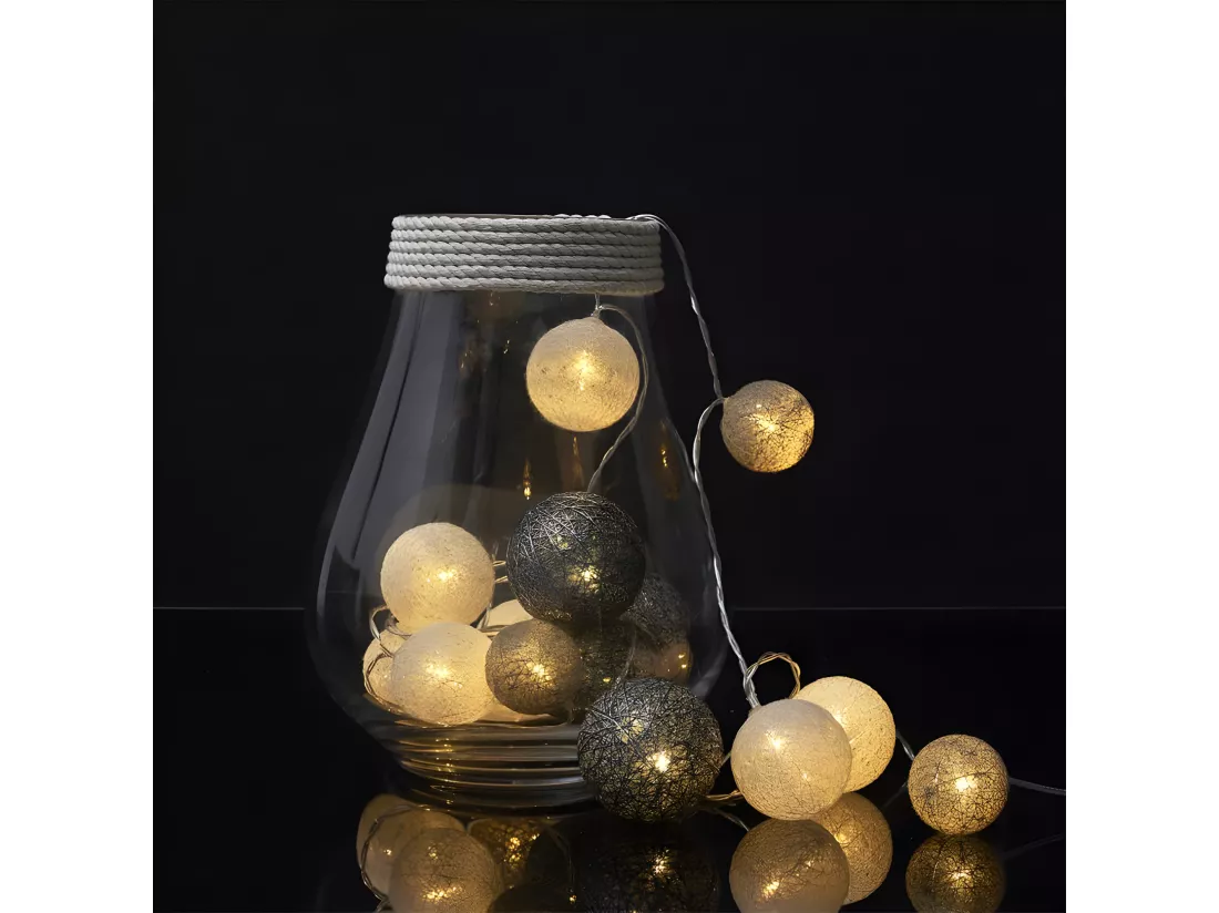 Guirlande Boule Usb 15 Led Multitaille Gris